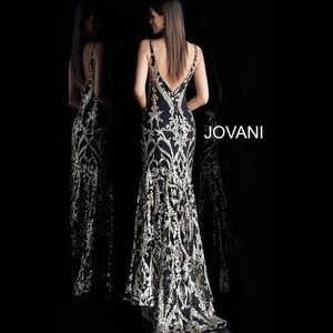 Jovani Dresses - JOVANI 63350 Plunging Neck Fitted Embellished Gown Jovani Dresses - JOVANI 63350 Plunging Neck Fitted Embellished Gown